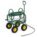 Portable Garden Hose Reel Cart Holds 300FT of 5/8" Large Capacity, Heavy Duty Metal Hose Cart with 4 Wheels & Storage Basket for Lawn Yard